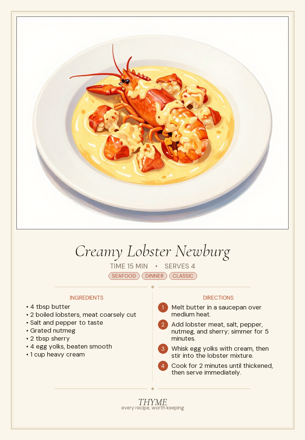 Creamy Lobster Newburg