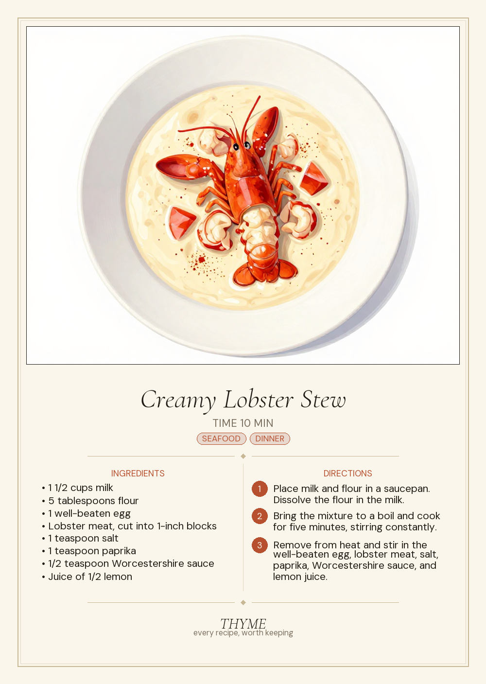 Creamy Lobster Stew