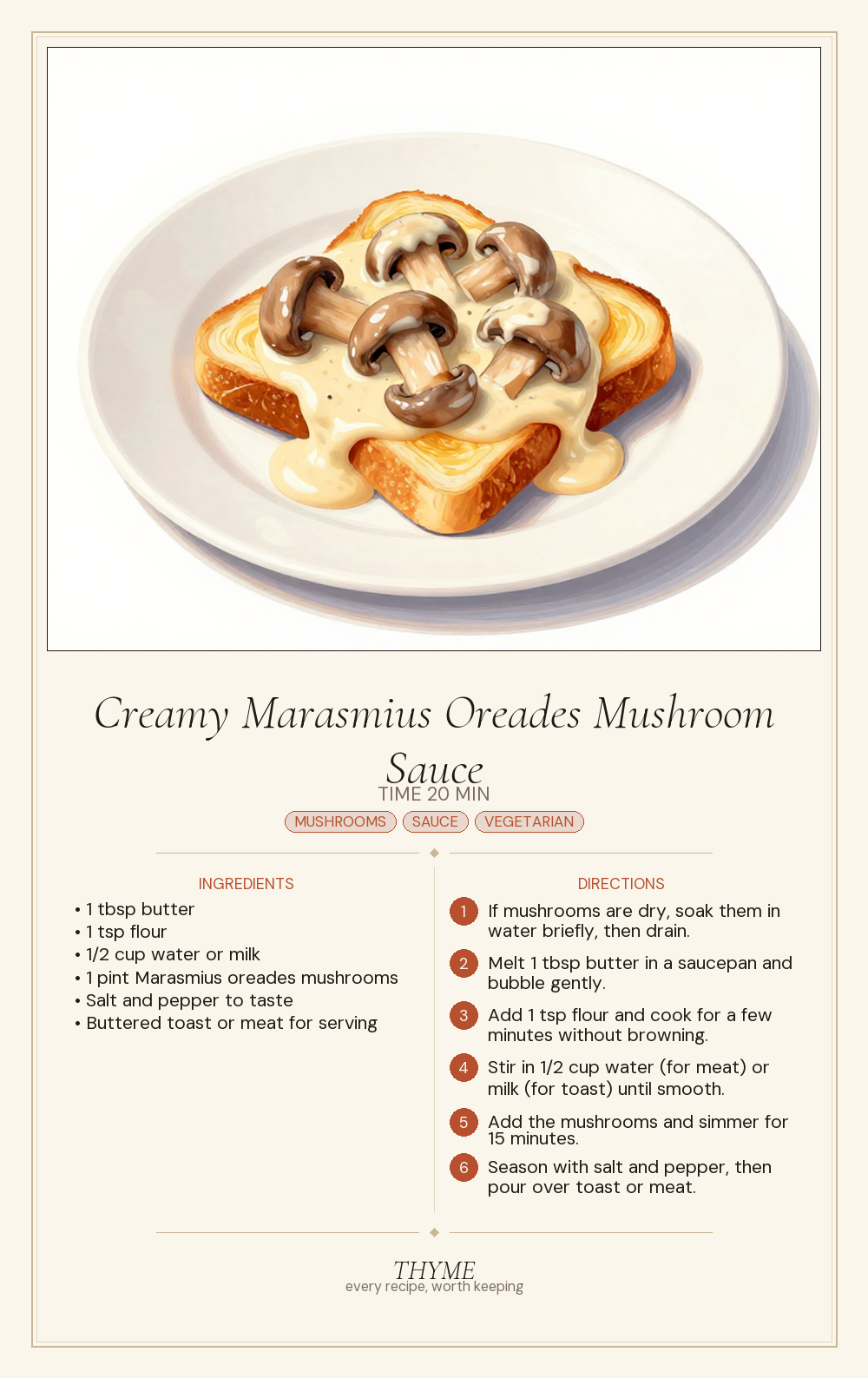 Creamy Marasmius Oreades Mushroom Sauce