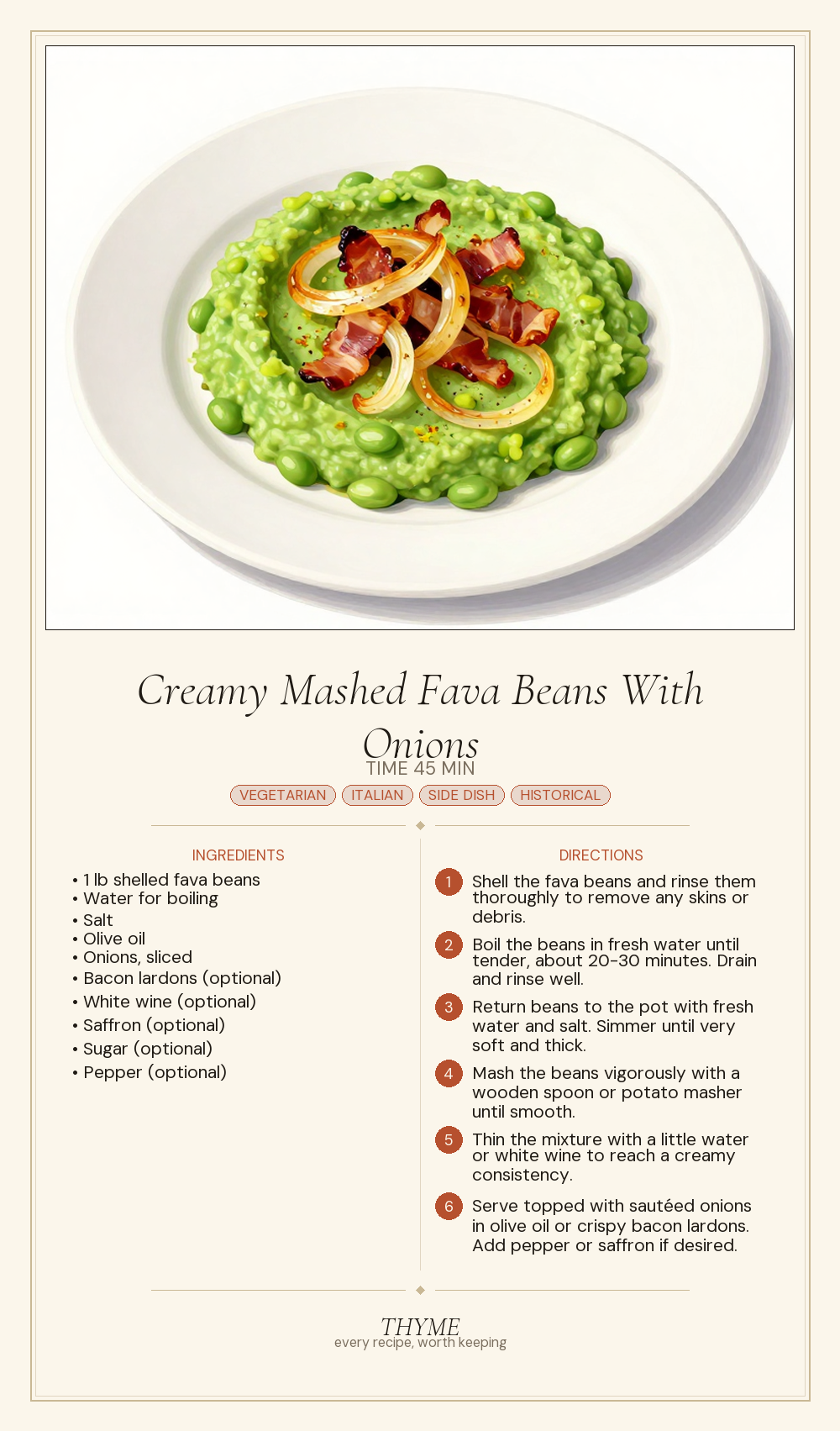 Creamy Mashed Fava Beans With Onions