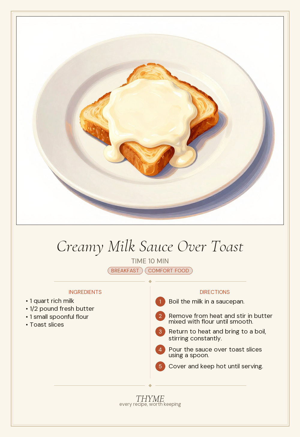 Creamy Milk Sauce Over Toast