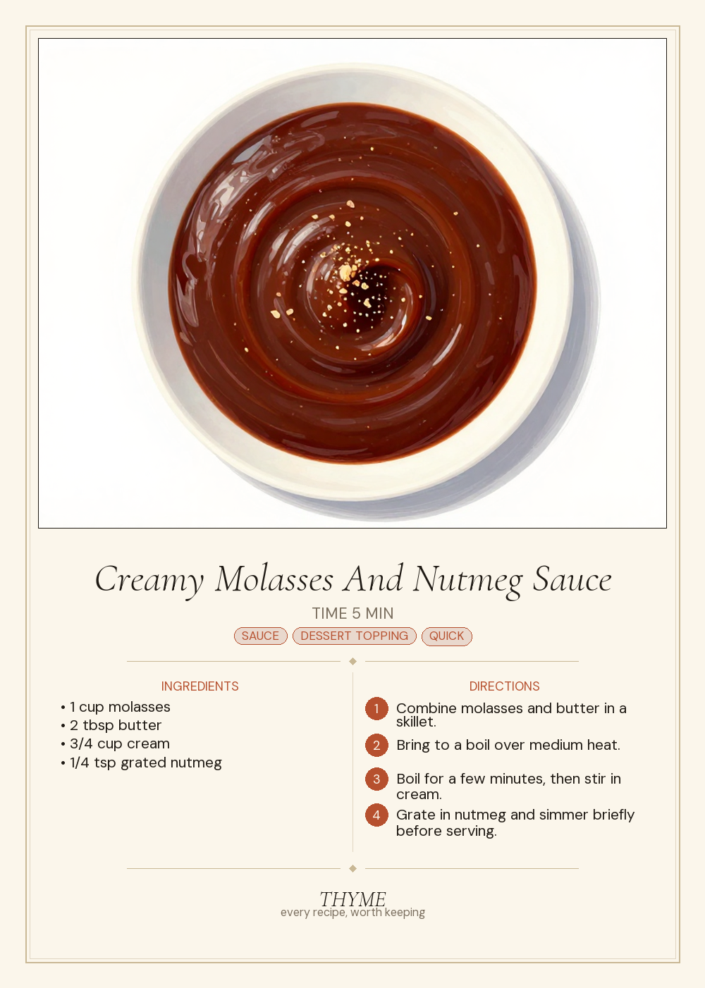 Creamy Molasses And Nutmeg Sauce