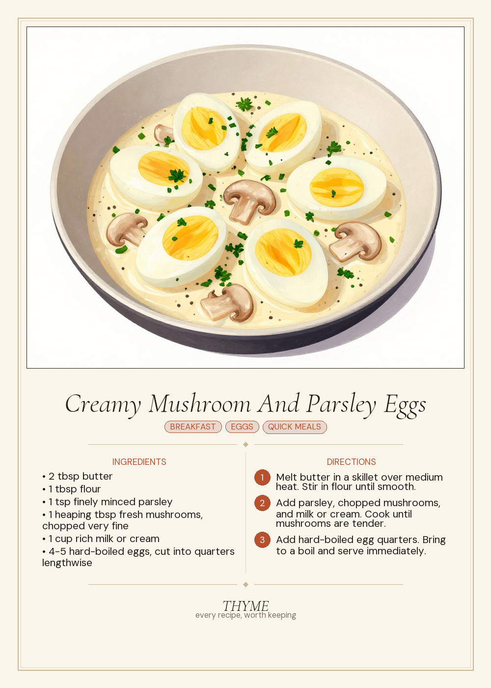 Creamy Mushroom And Parsley Eggs