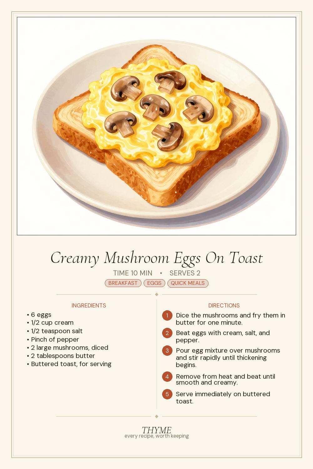 Creamy Mushroom Eggs On Toast