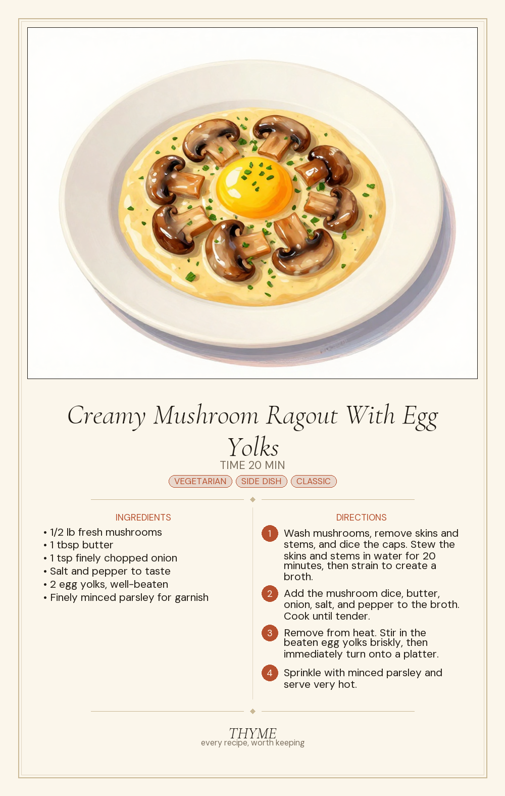 Creamy Mushroom Ragout With Egg Yolks
