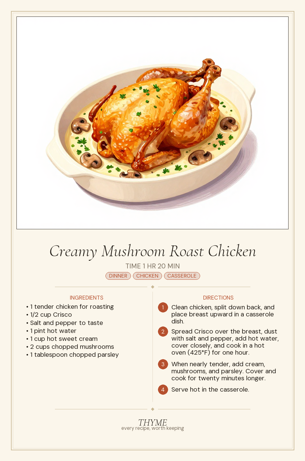 Creamy Mushroom Roast Chicken