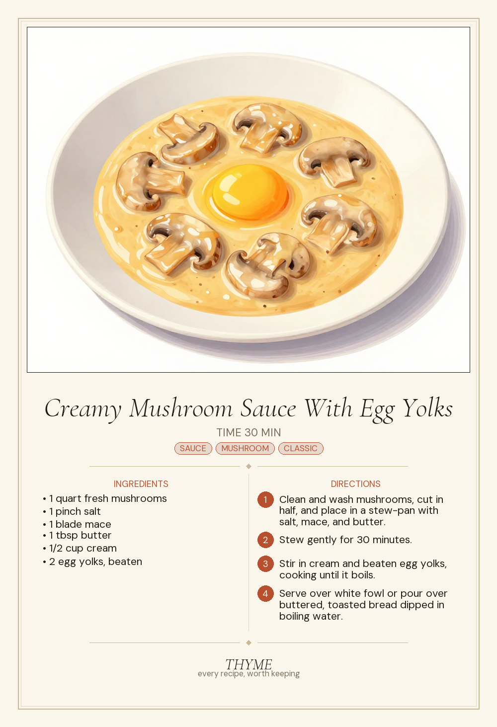 Creamy Mushroom Sauce With Egg Yolks