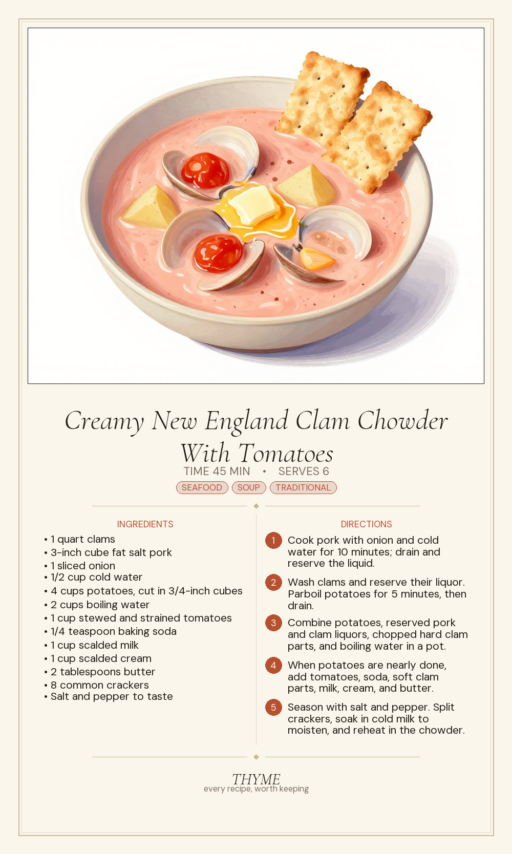 Creamy New England Clam Chowder With Tomatoes
