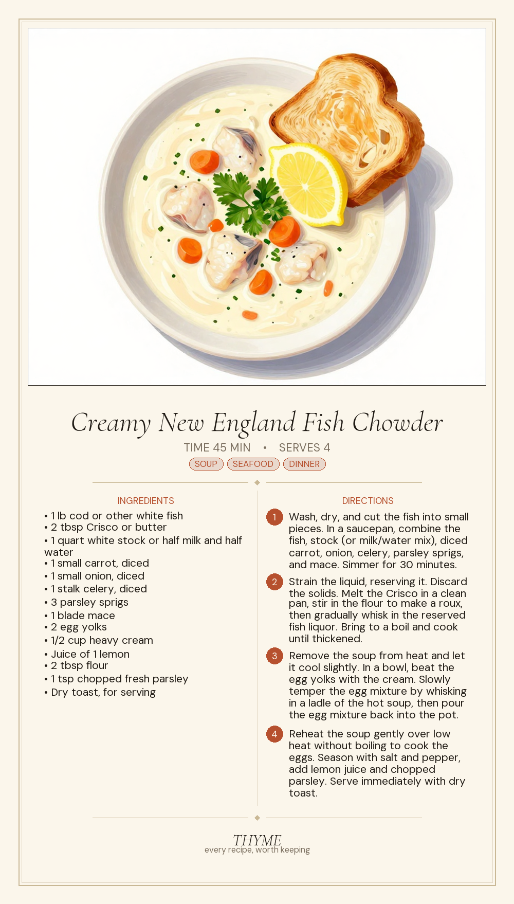 Creamy New England Fish Chowder