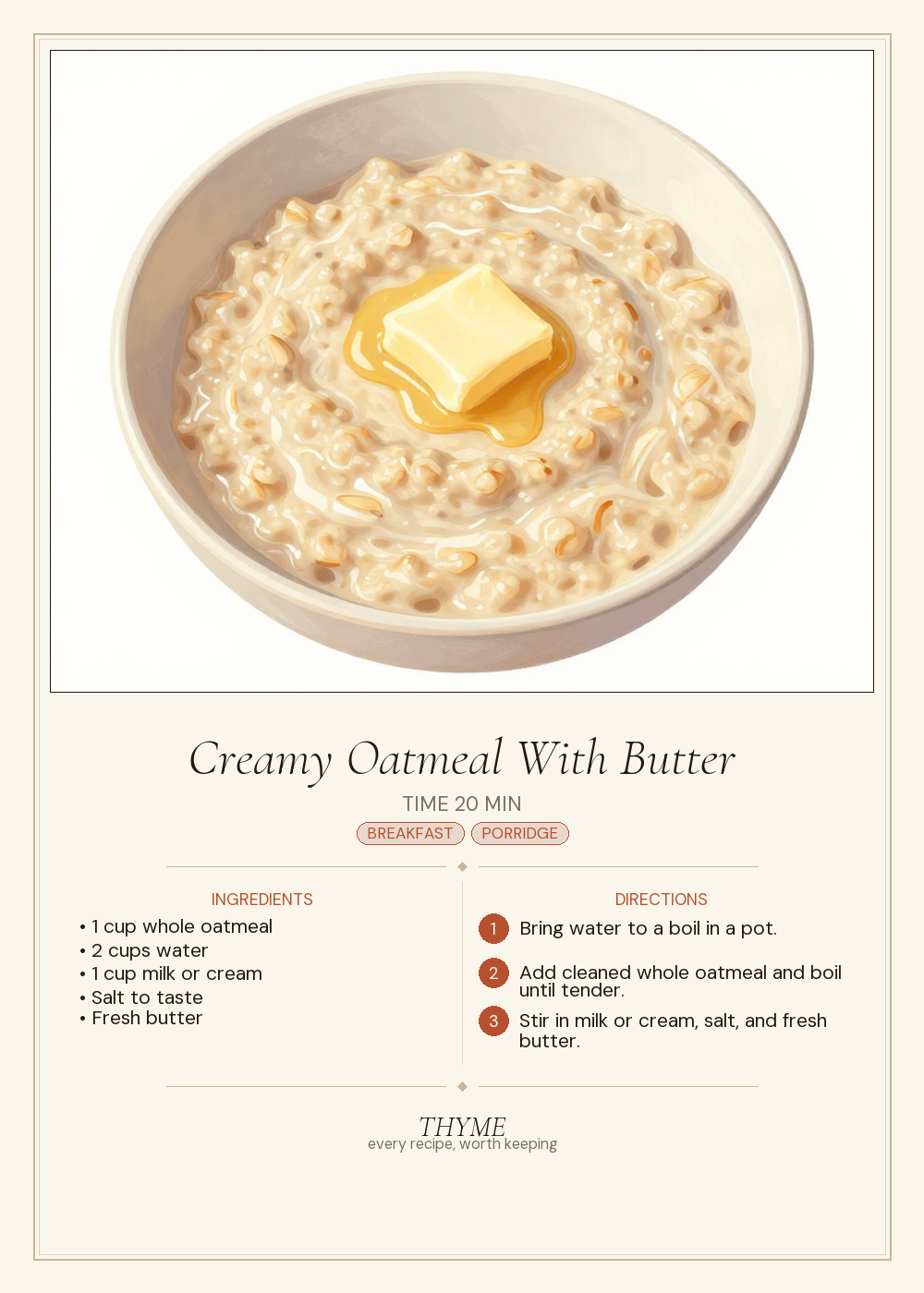 Creamy Oatmeal With Butter