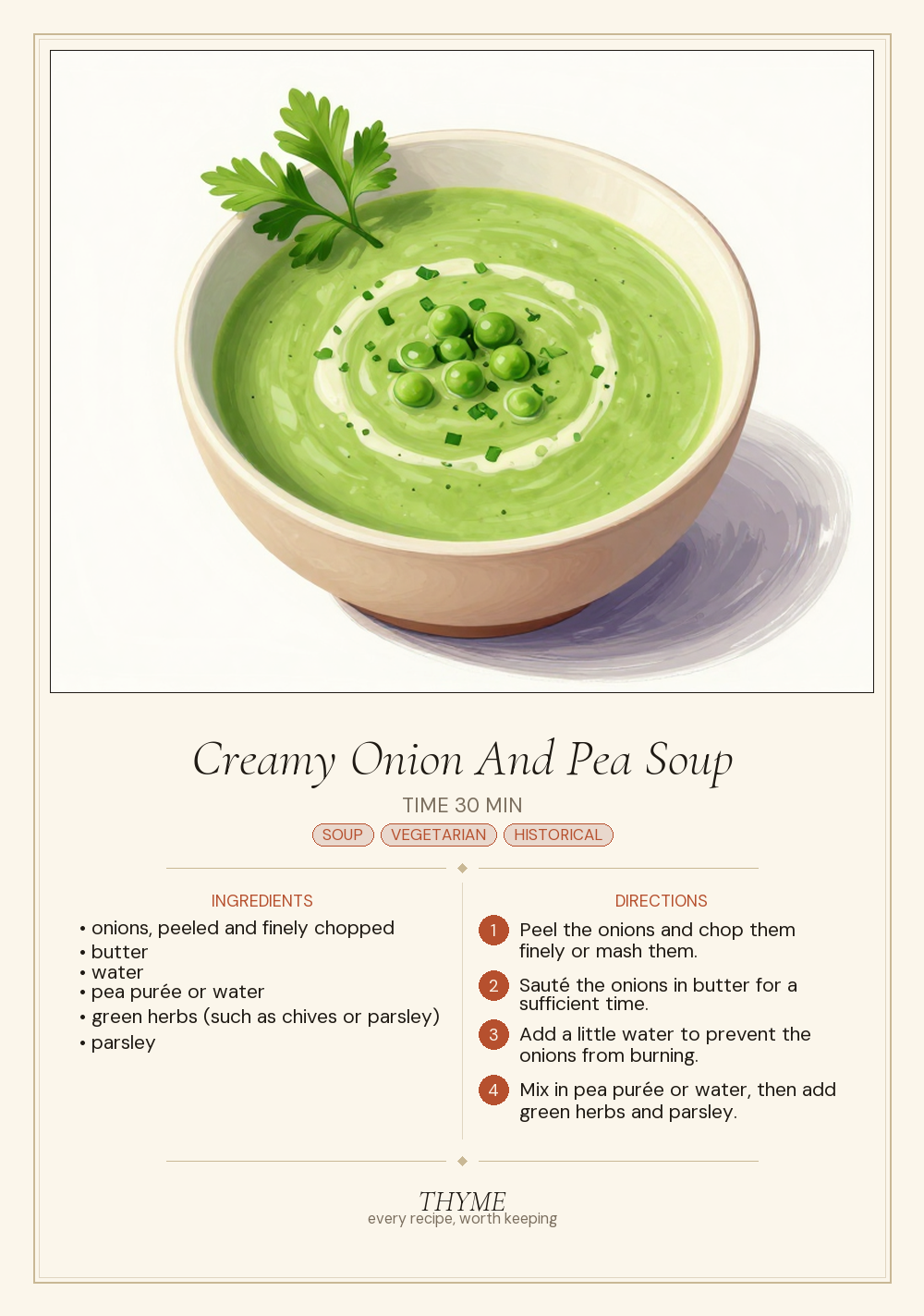 Creamy Onion And Pea Soup