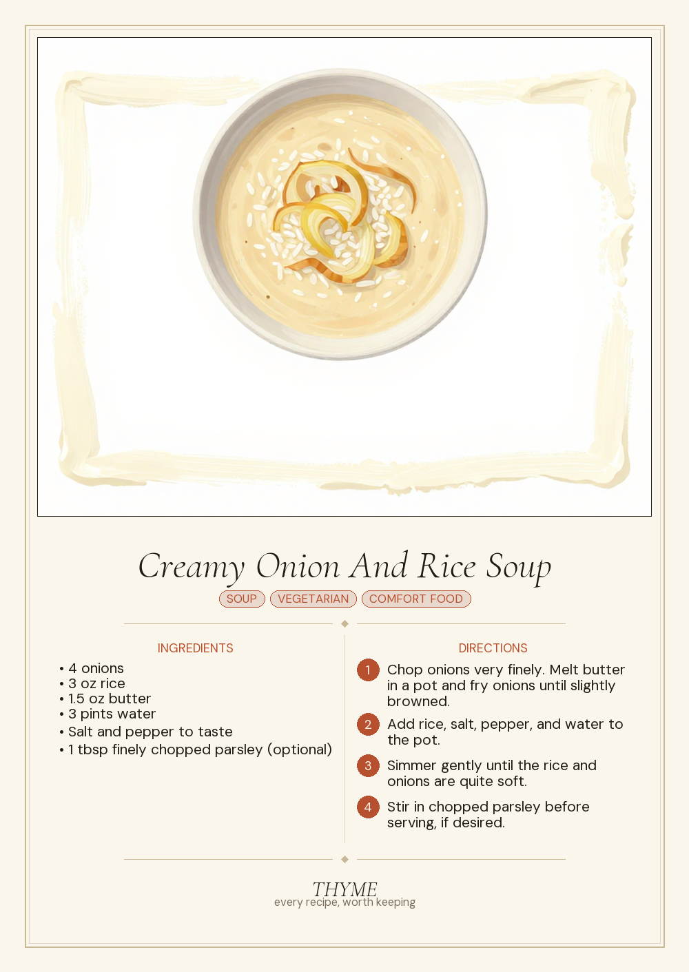 Creamy Onion And Rice Soup