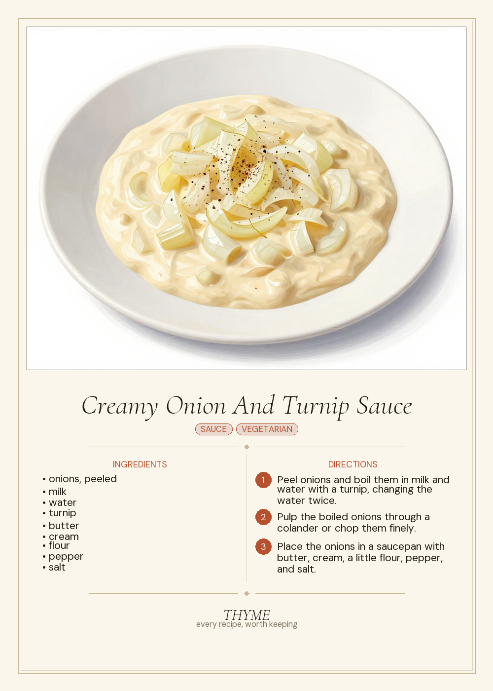 Creamy Onion And Turnip Sauce