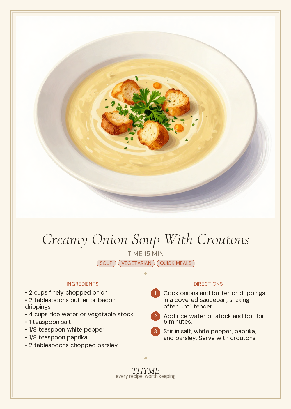 Creamy Onion Soup With Croutons