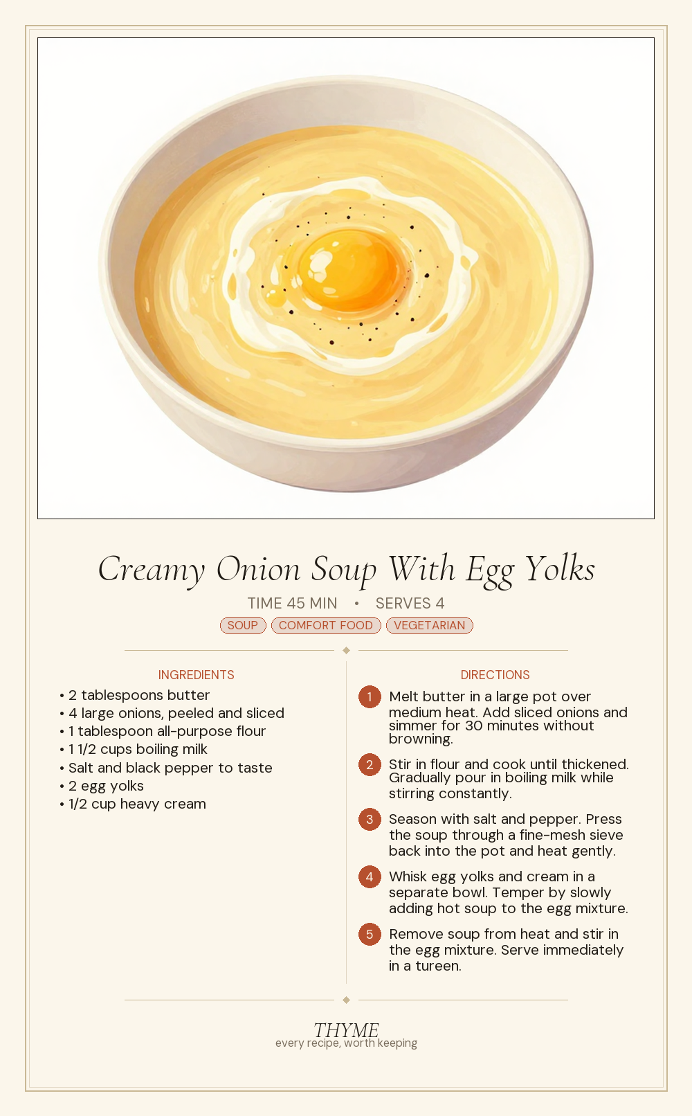 Creamy Onion Soup With Egg Yolks