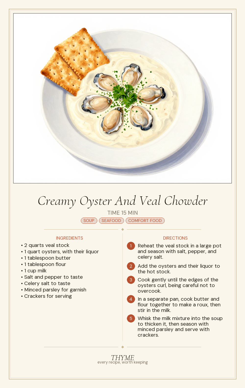 Creamy Oyster And Veal Chowder