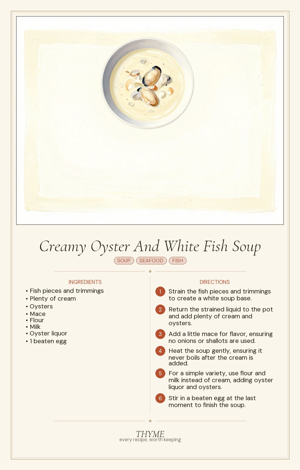 Creamy Oyster And White Fish Soup