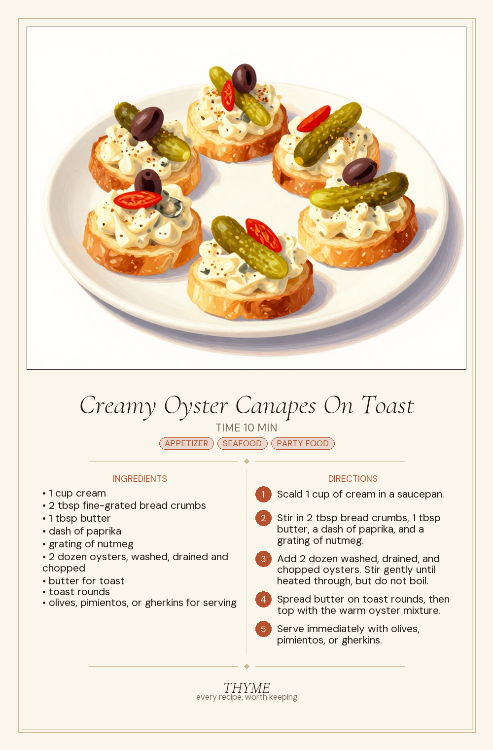 Creamy Oyster Canapes On Toast