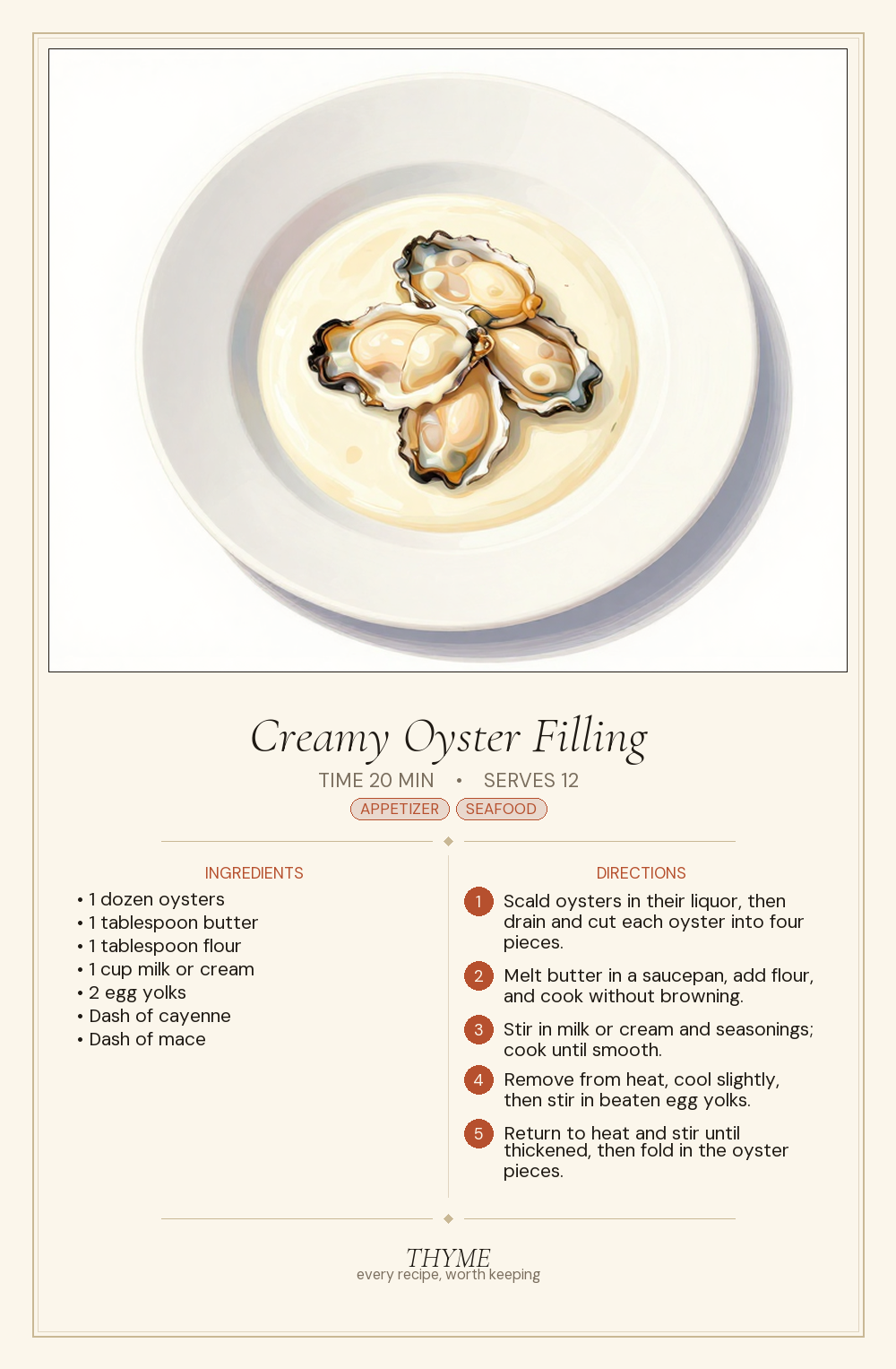 Creamy Oyster Filling