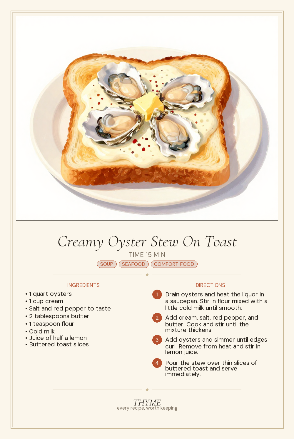 Creamy Oyster Stew On Toast