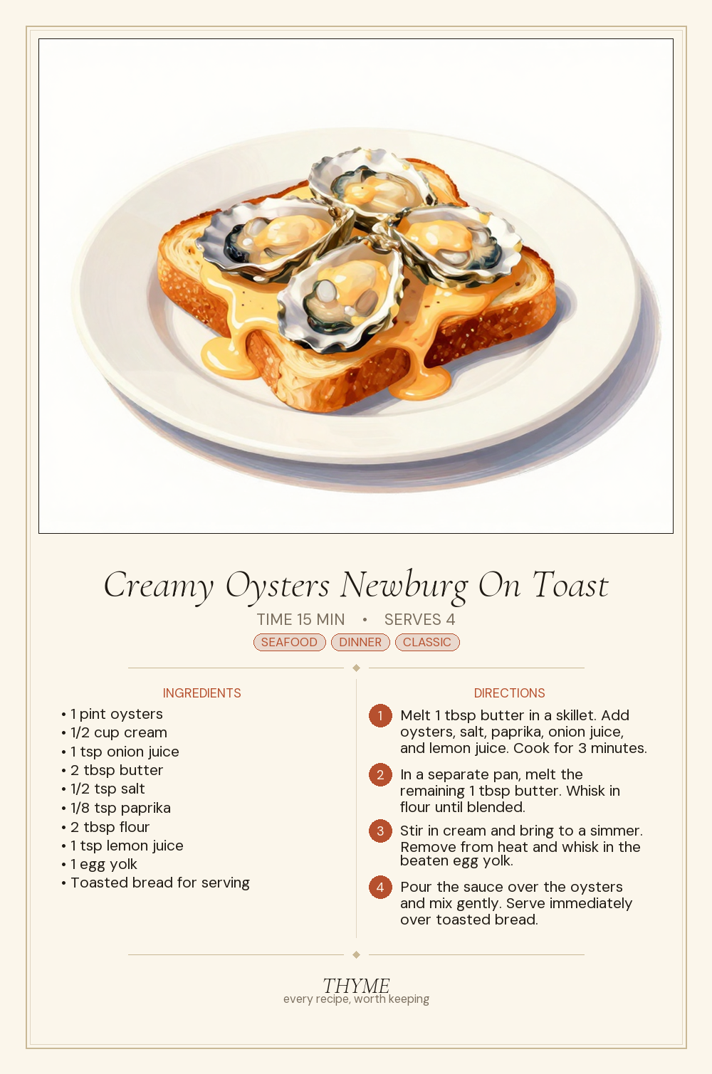 Creamy Oysters Newburg On Toast