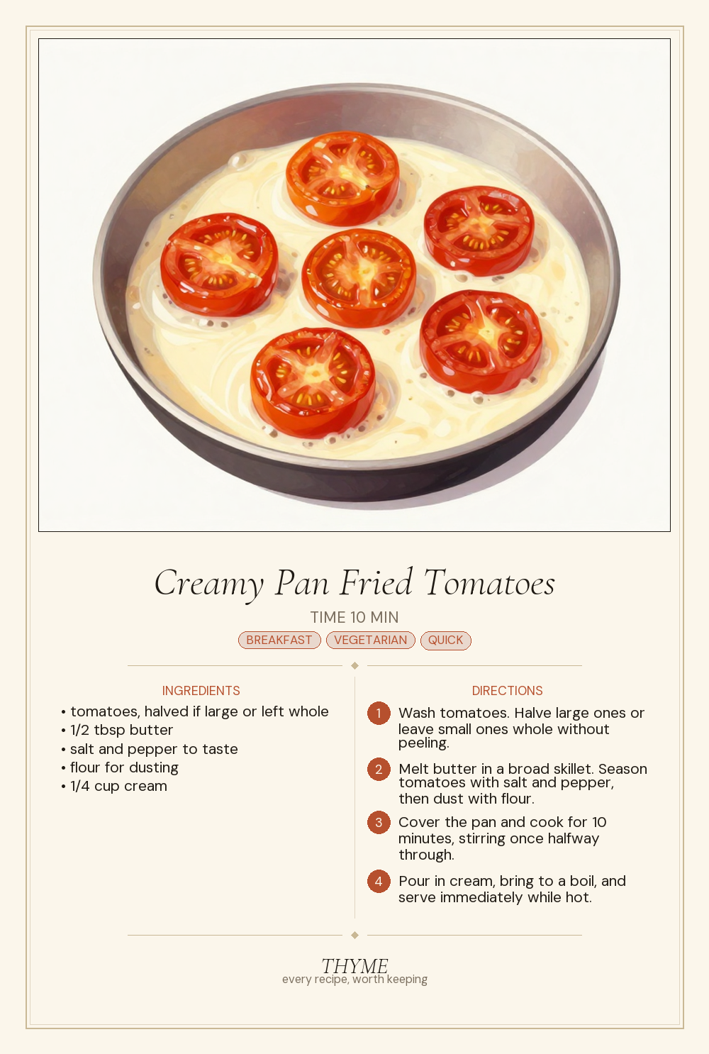 Creamy Pan Fried Tomatoes