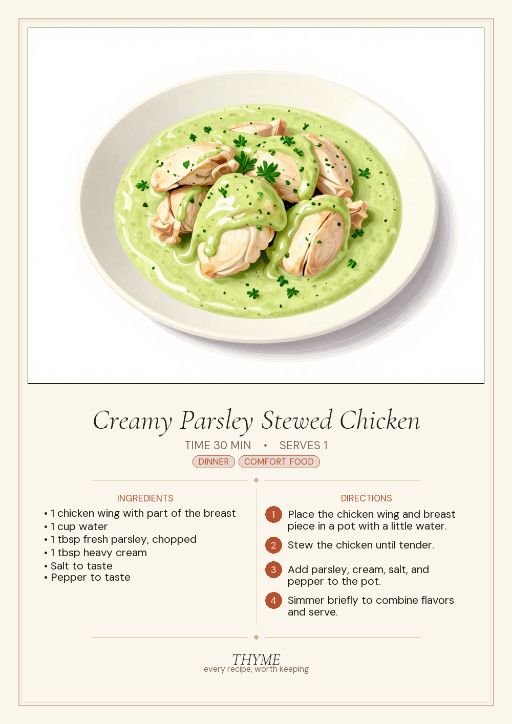 Creamy Parsley Stewed Chicken