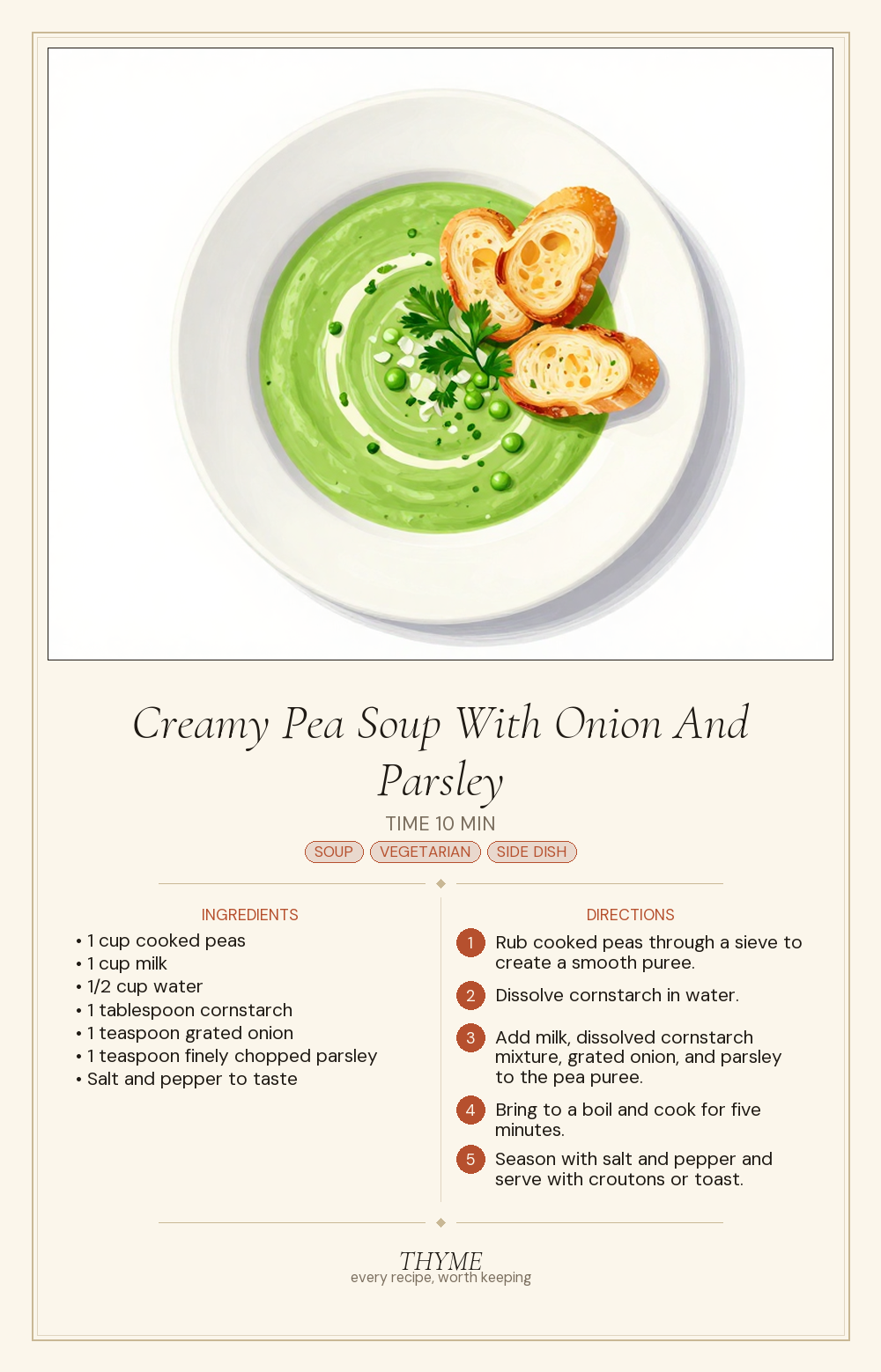 Creamy Pea Soup With Onion And Parsley