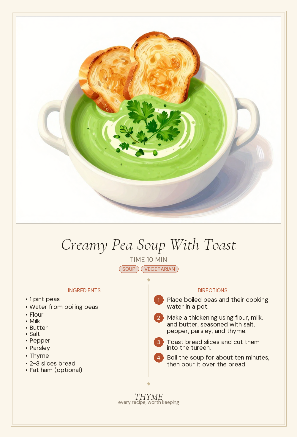 Creamy Pea Soup With Toast