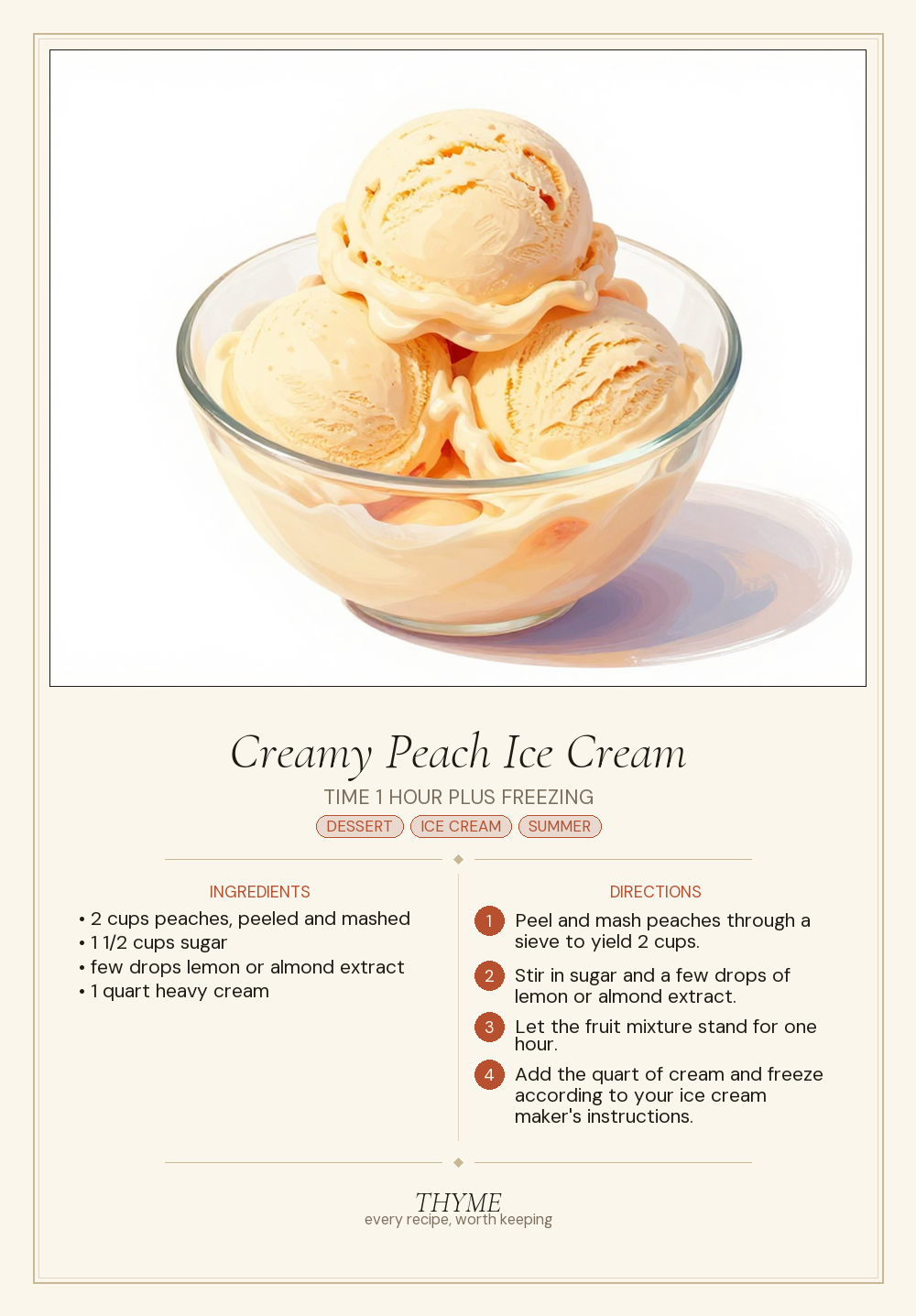 Creamy Peach Ice Cream