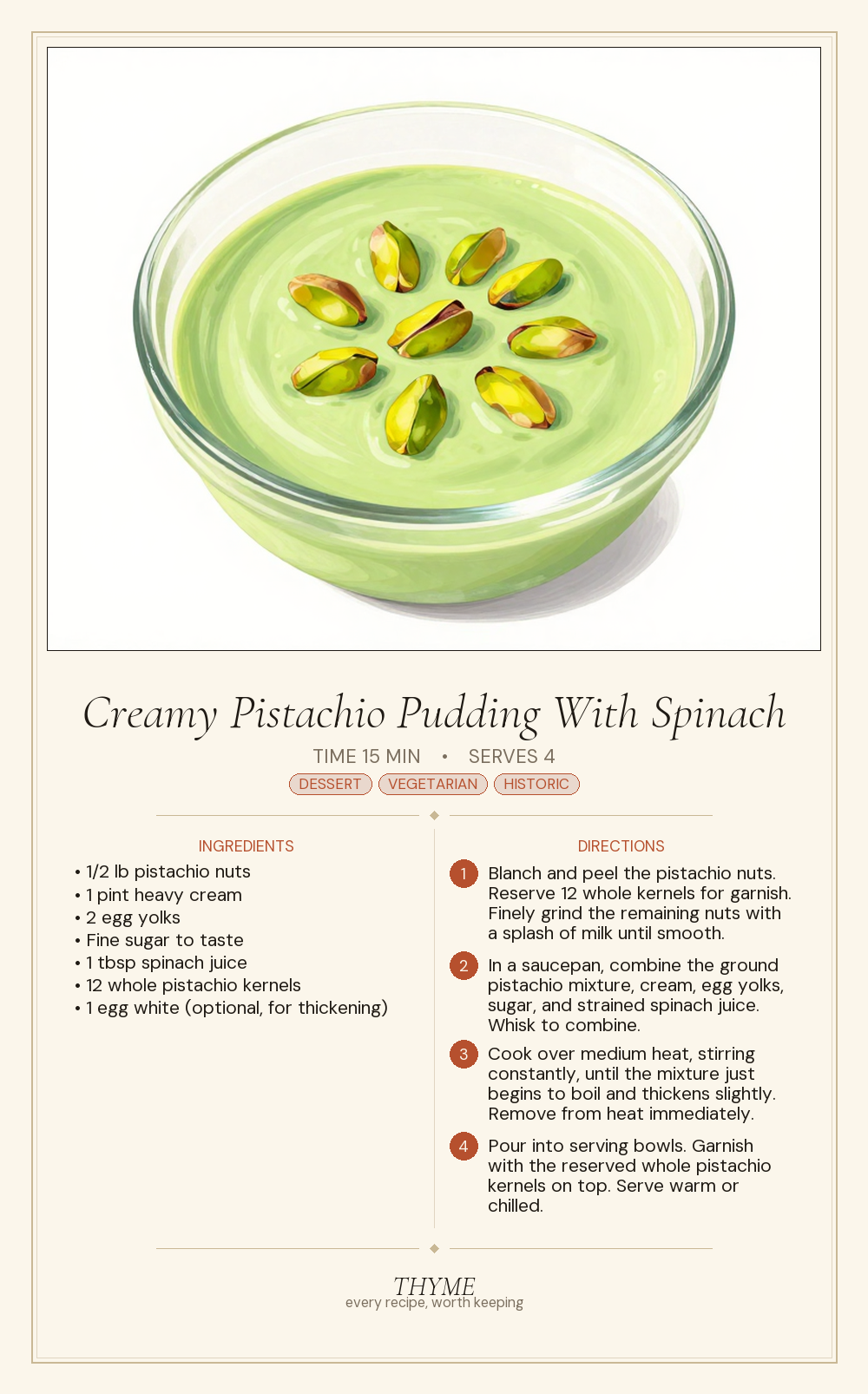 Creamy Pistachio Pudding With Spinach