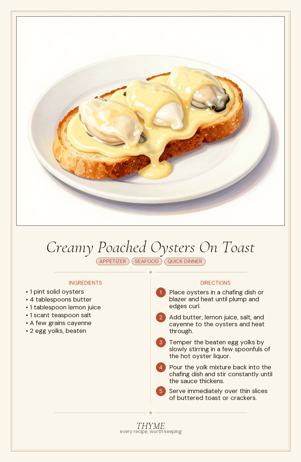Creamy Poached Oysters On Toast