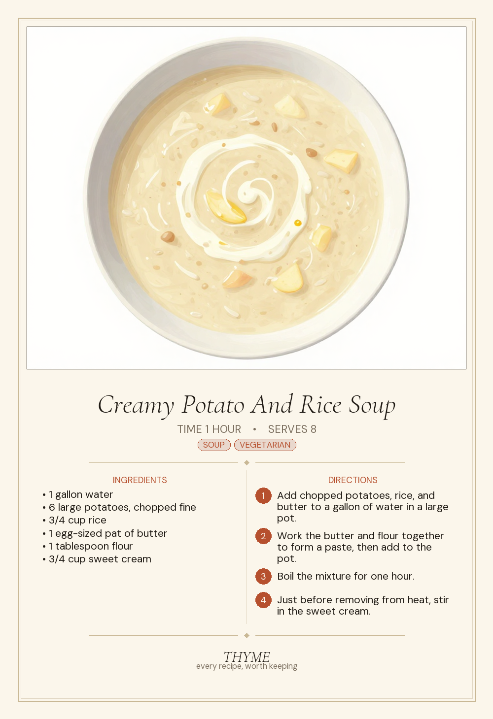 Creamy Potato And Rice Soup