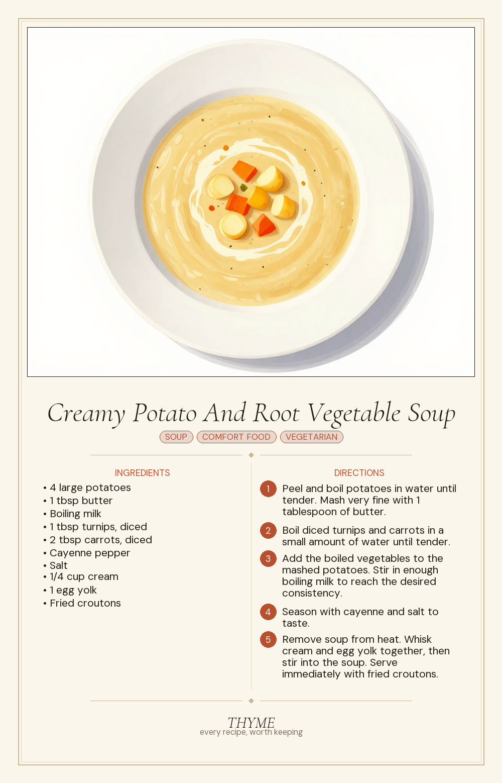 Creamy Potato And Root Vegetable Soup