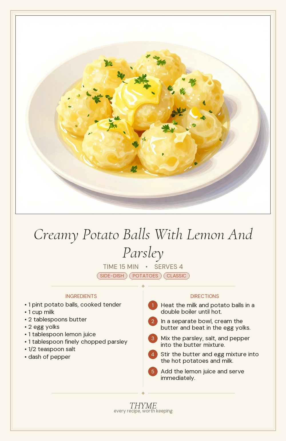 Creamy Potato Balls With Lemon And Parsley