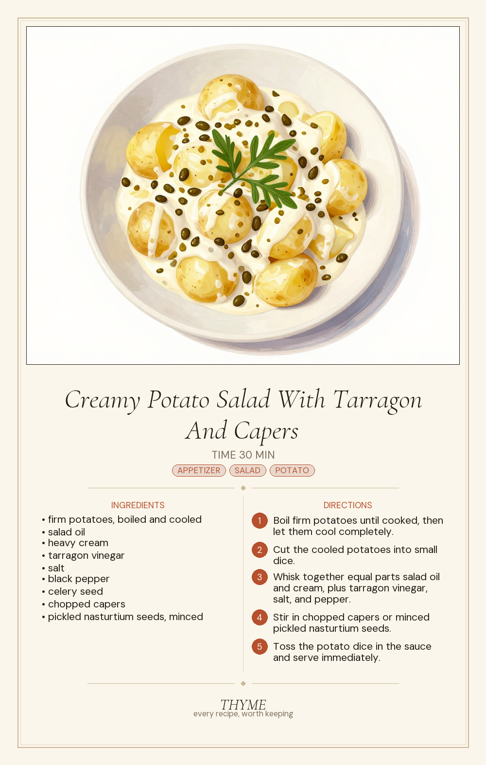 Creamy Potato Salad With Tarragon And Capers