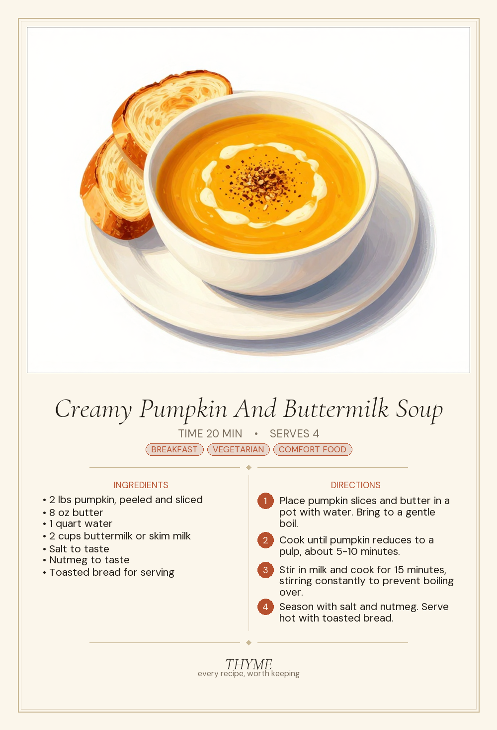 Creamy Pumpkin And Buttermilk Soup