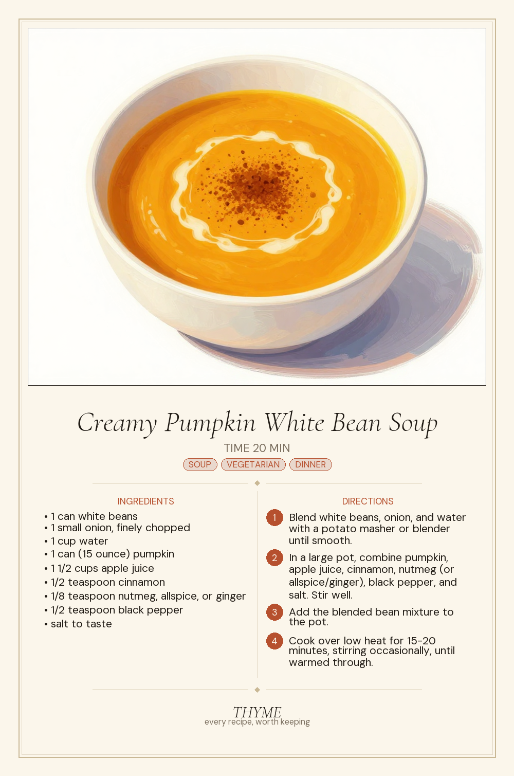 Creamy Pumpkin White Bean Soup