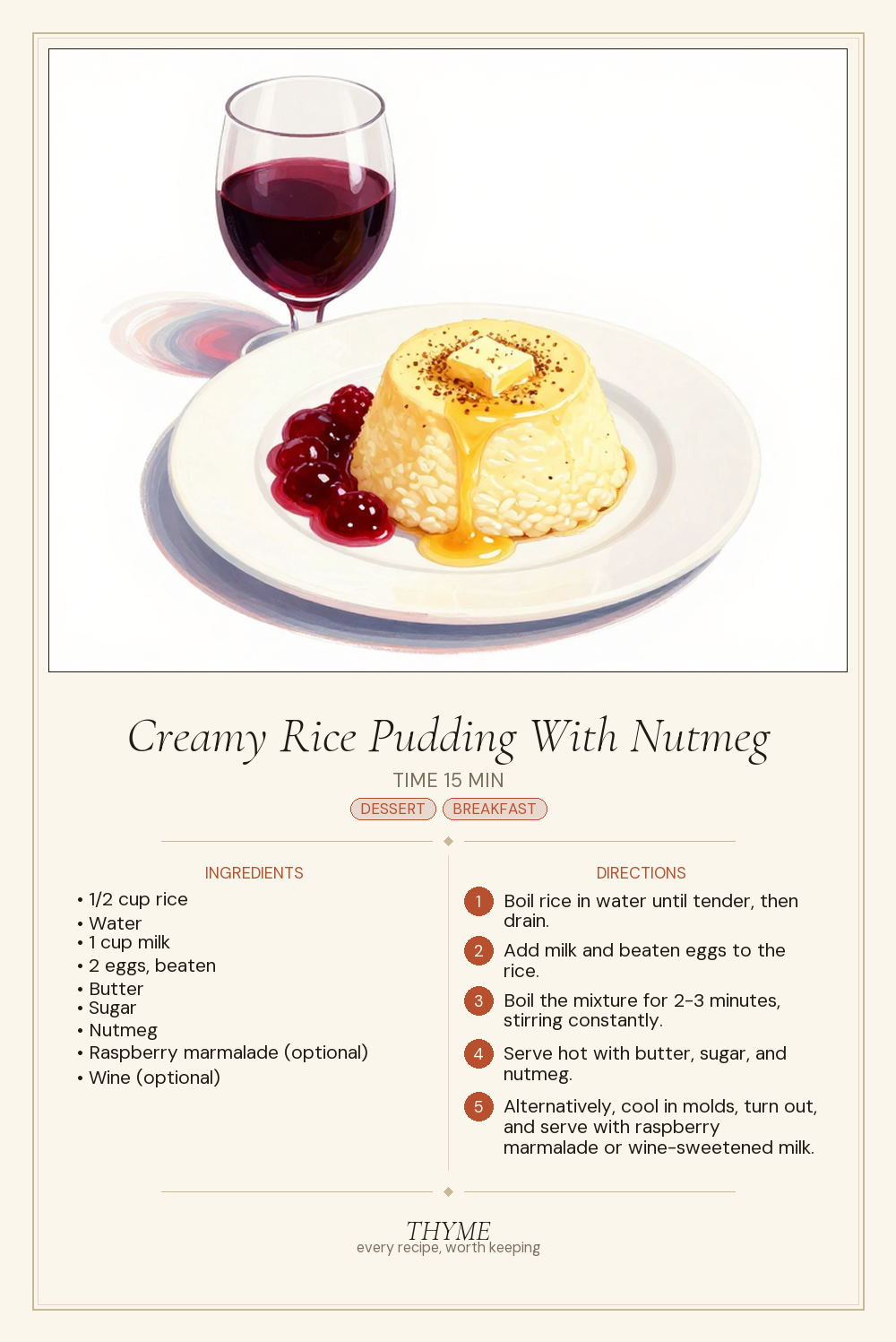 Creamy Rice Pudding With Nutmeg