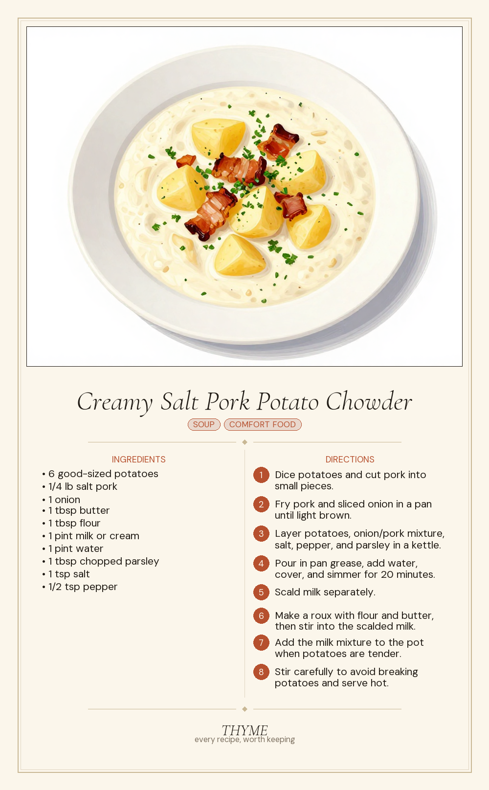 Creamy Salt Pork Potato Chowder