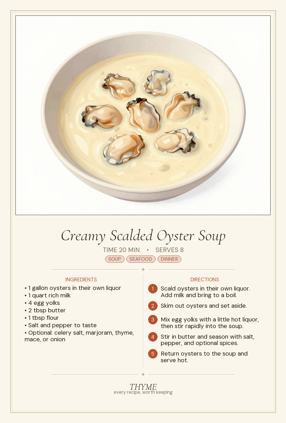 Creamy Scalded Oyster Soup