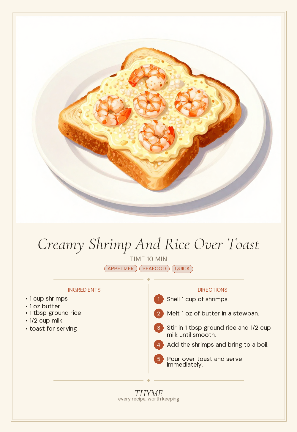 Creamy Shrimp And Rice Over Toast