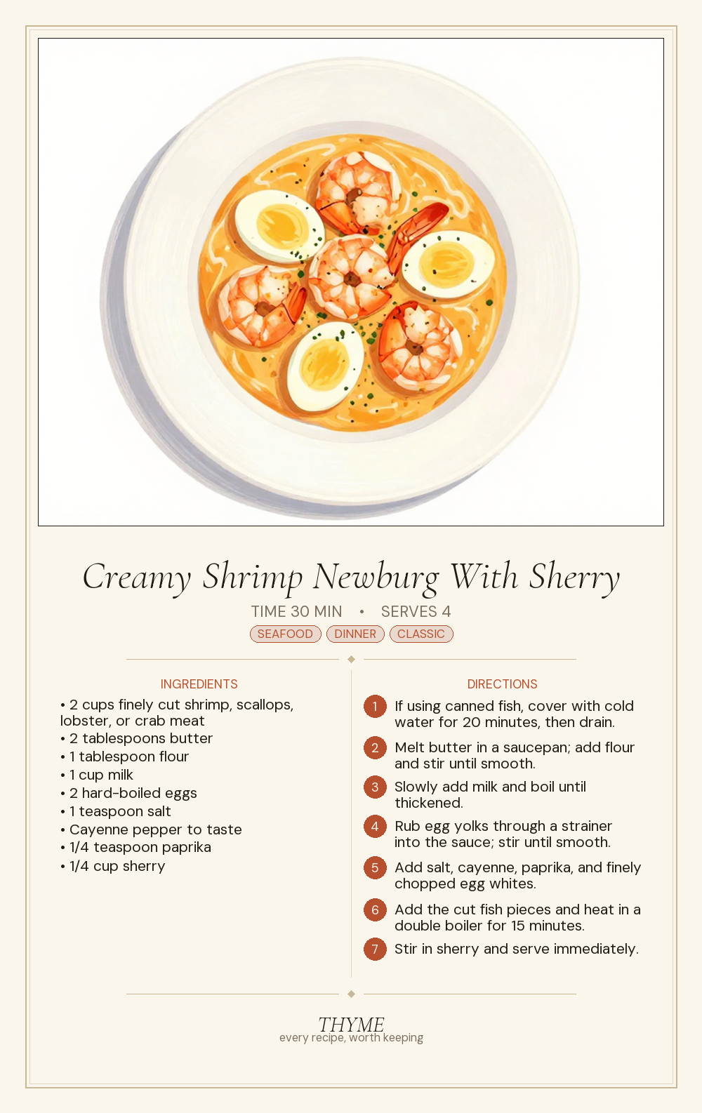 Creamy Shrimp Newburg With Sherry