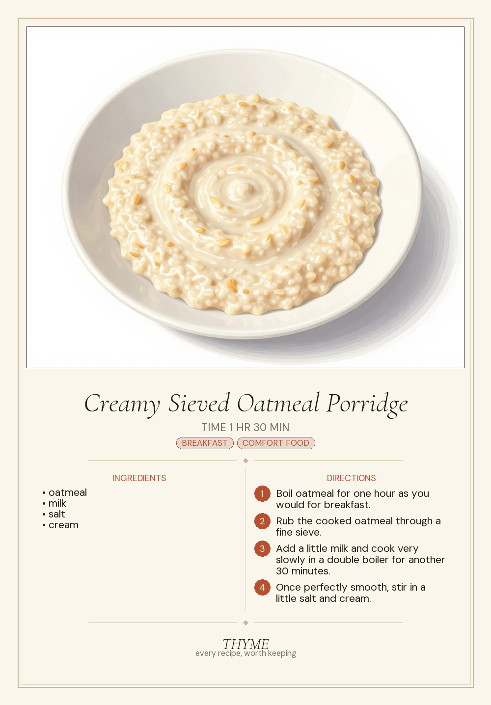 Creamy Sieved Oatmeal Porridge