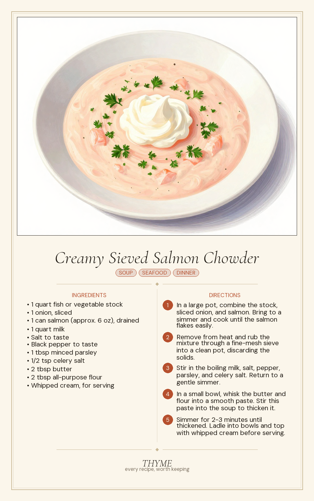 Creamy Sieved Salmon Chowder