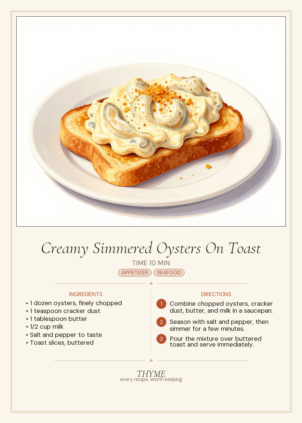 Creamy Simmered Oysters On Toast