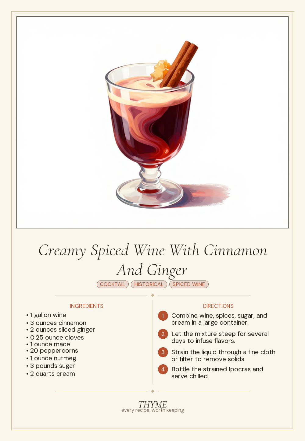 Creamy Spiced Wine With Cinnamon And Ginger