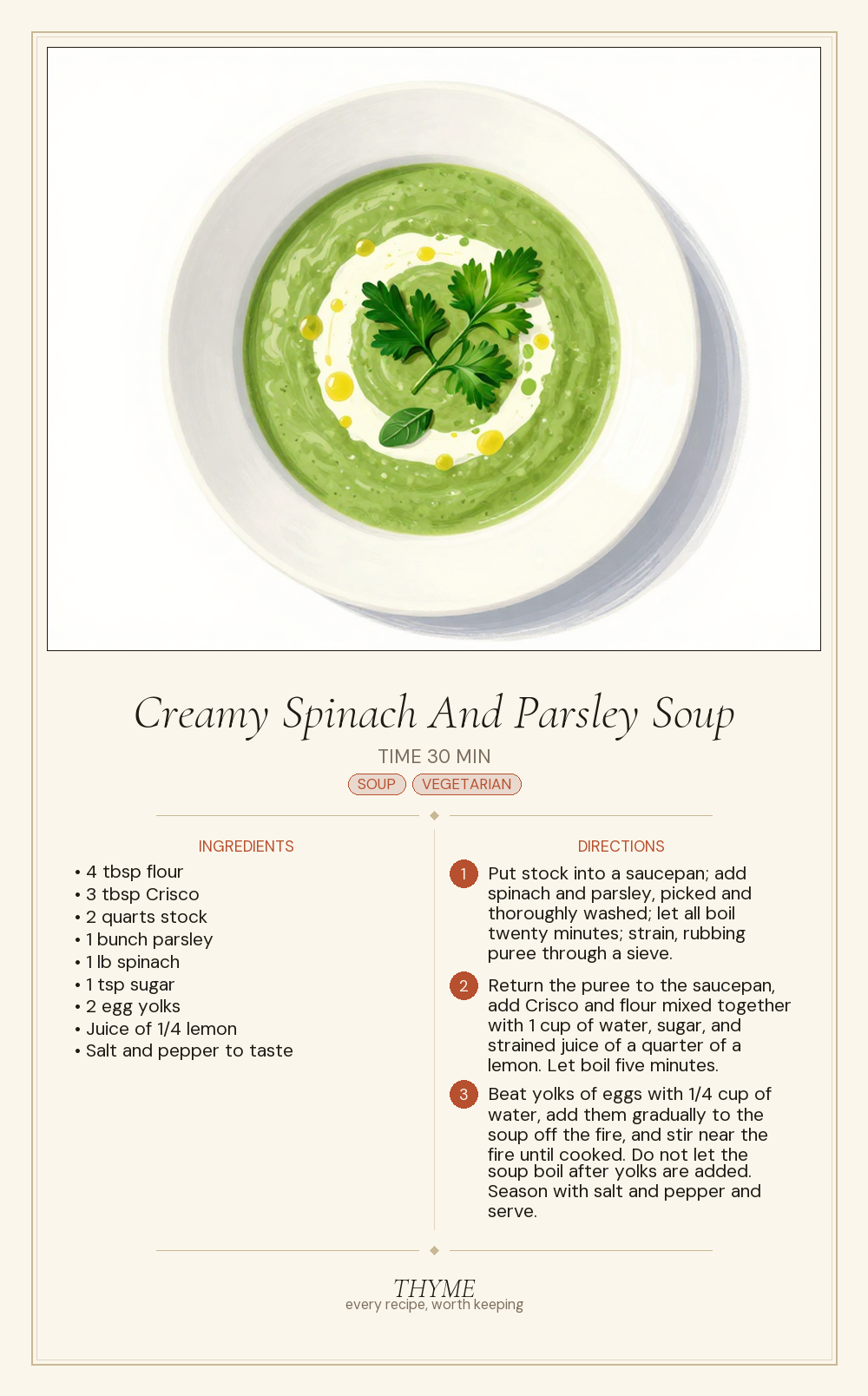 Creamy Spinach And Parsley Soup