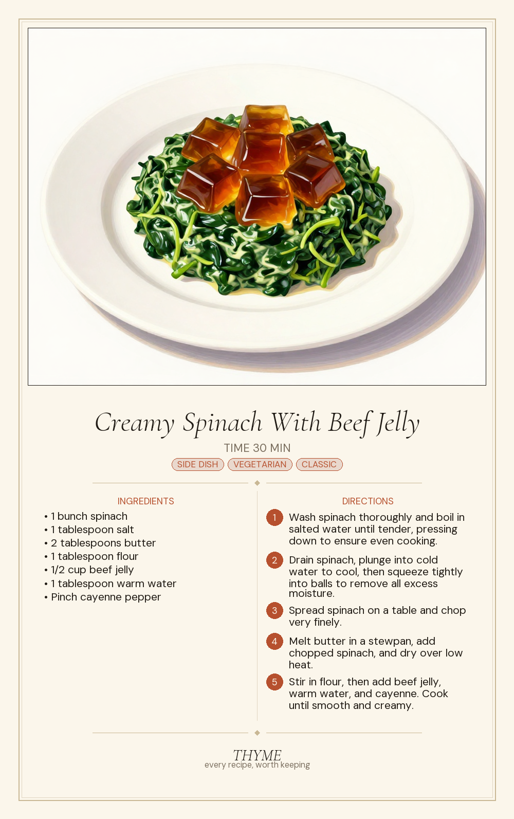 Creamy Spinach With Beef Jelly