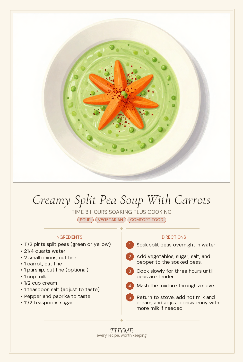 Creamy Split Pea Soup With Carrots